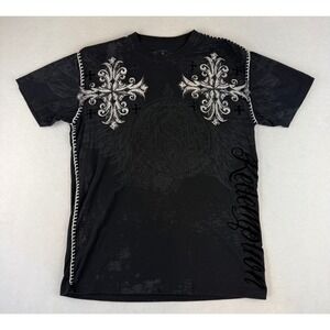 Raw State Graphic T-Shirt Mens XL Black‎ Gothic Cross Redemption Contrast Stitch